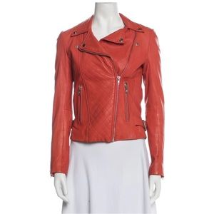 Maje biker red leather jacket
